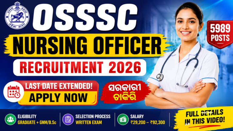 OSSSC Nursing Officer Recruitment 2026